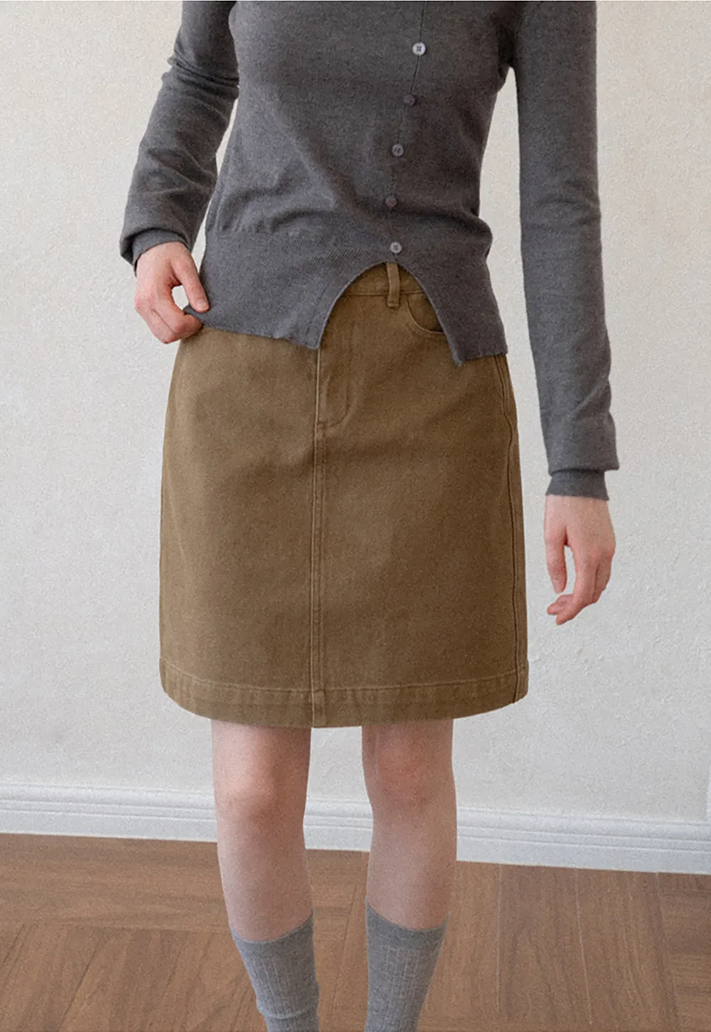 A-Line High Waist Denim Skirt