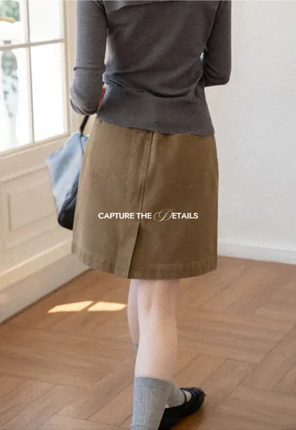 A-Line High Waist Denim Skirt