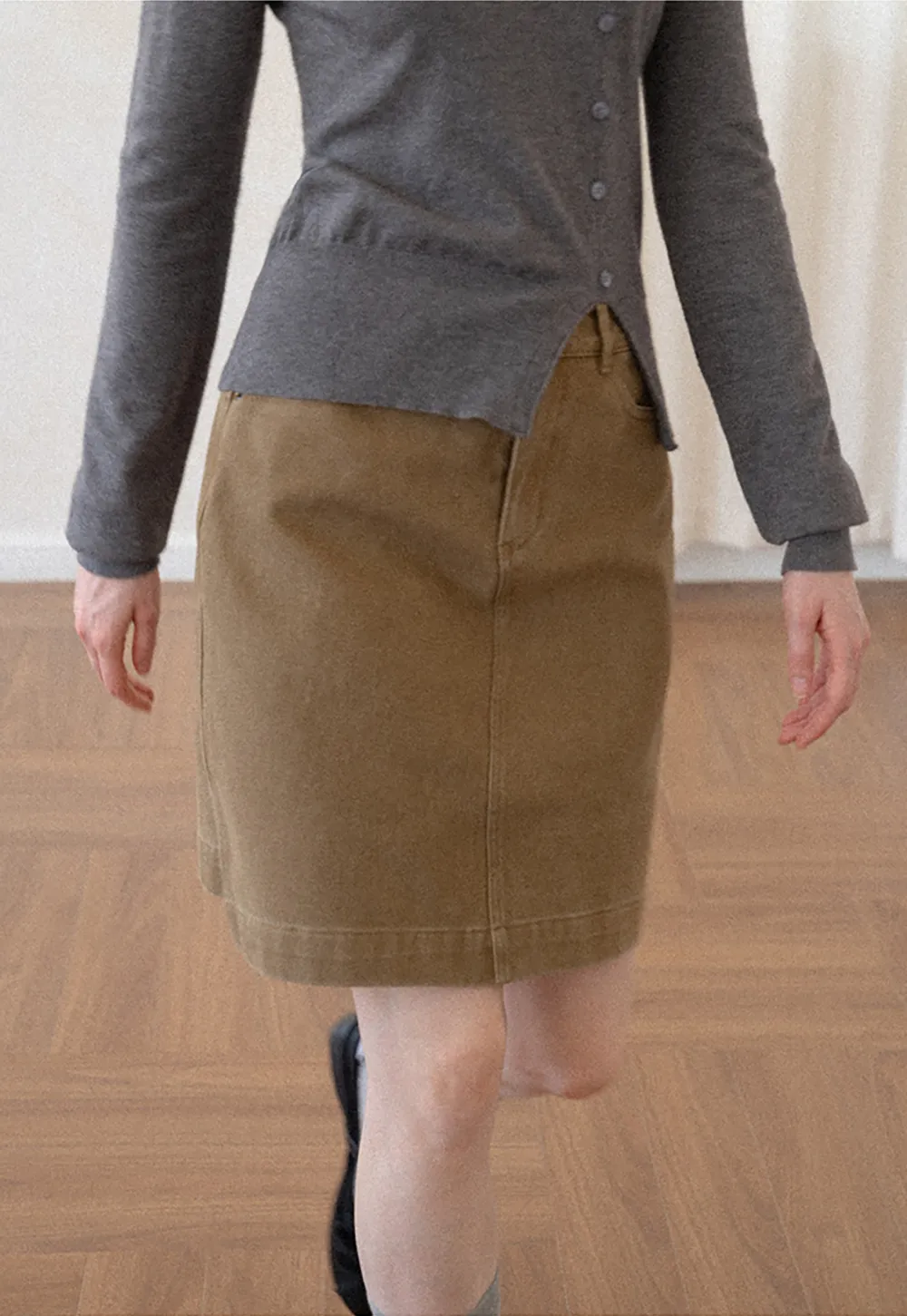 A-Line High Waist Denim Skirt