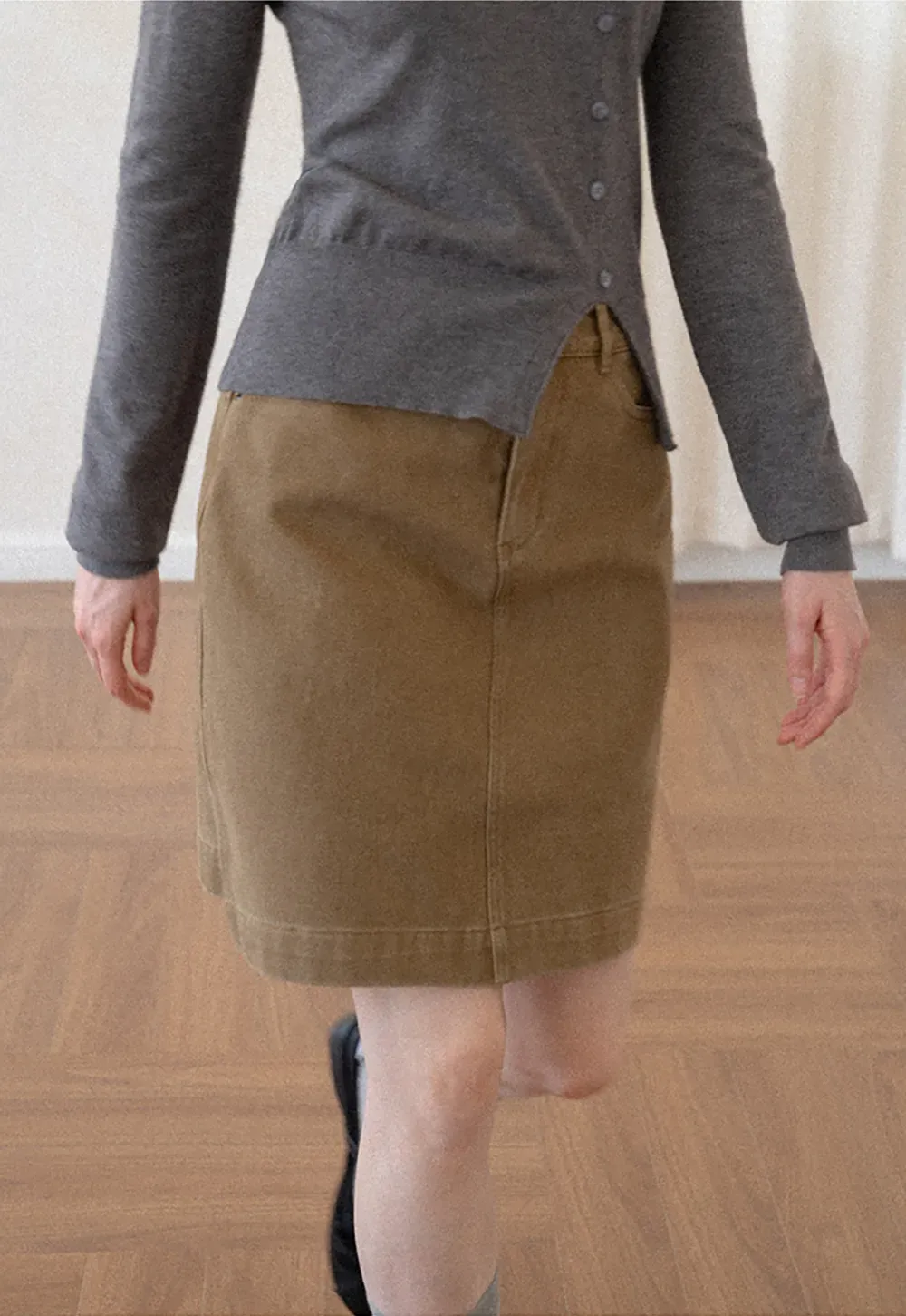 A-Line High Waist Denim Skirt