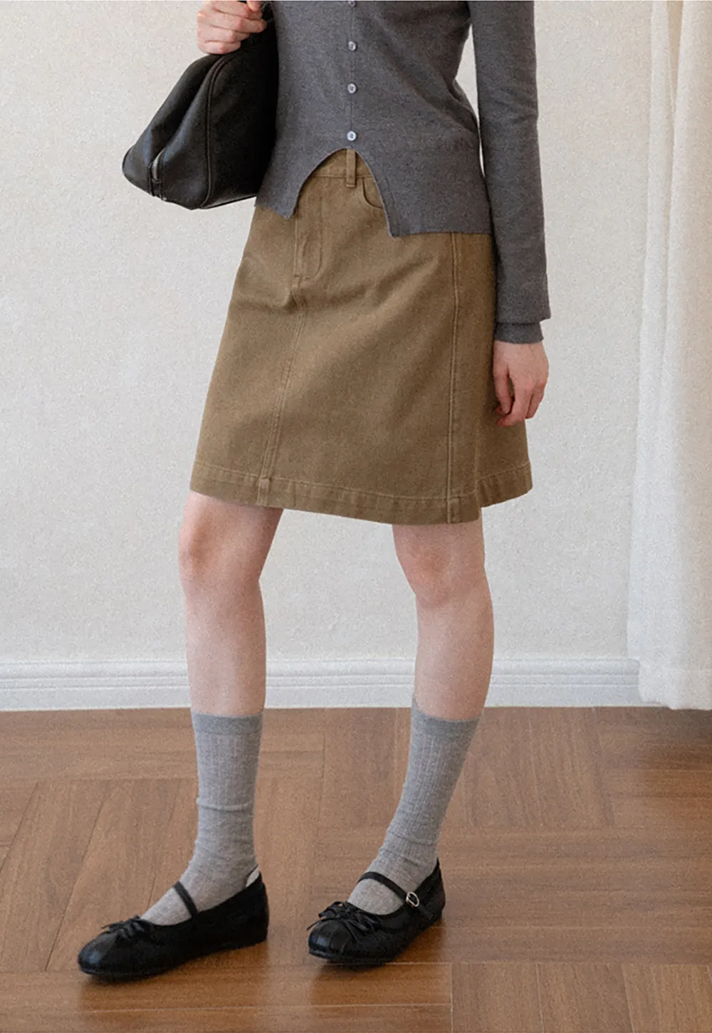 A-Line High Waist Denim Skirt