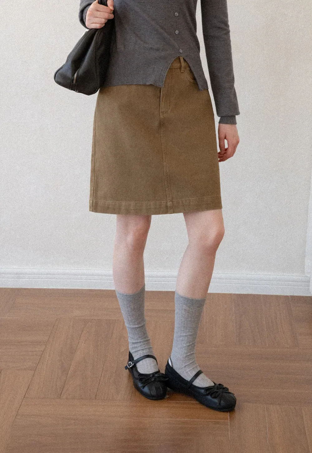 A-Line High Waist Denim Skirt