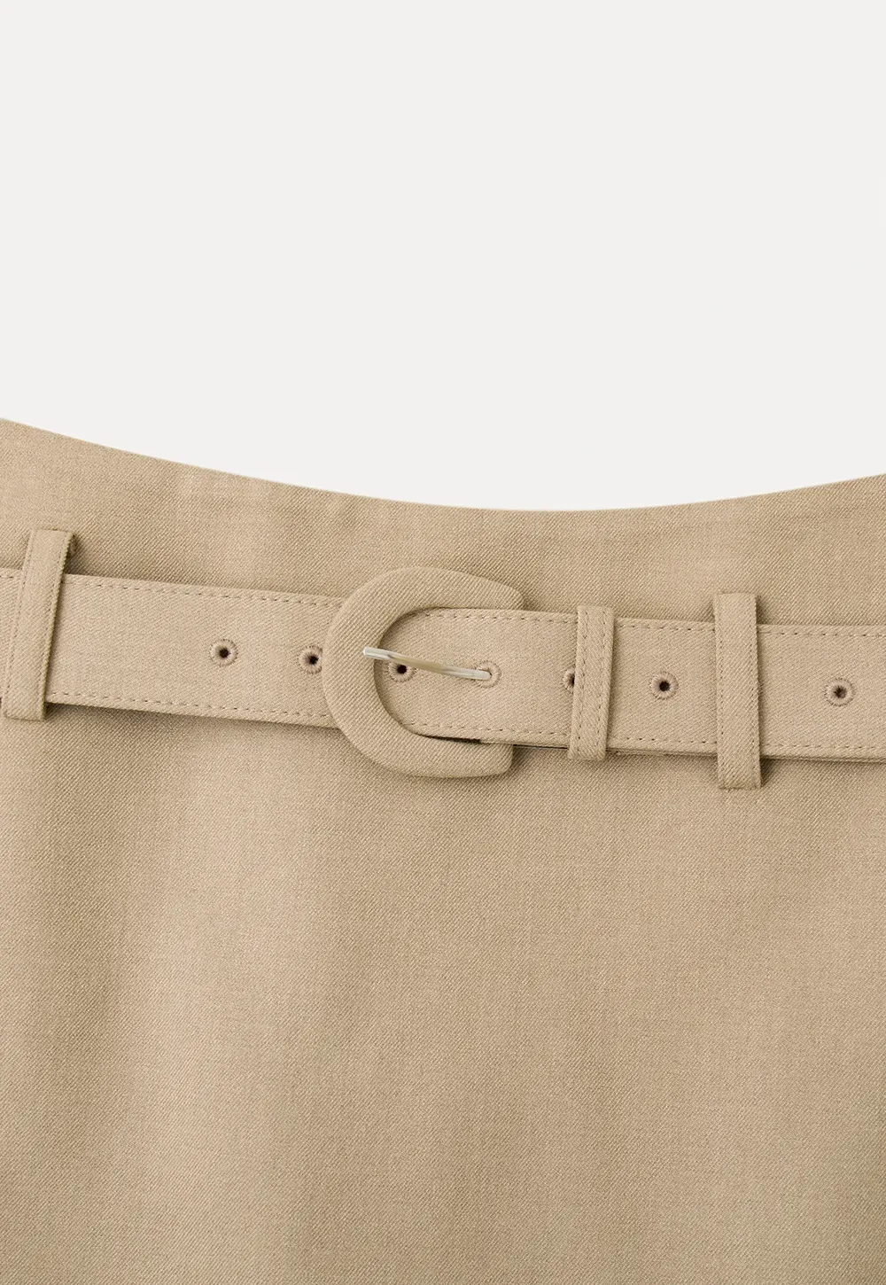 High Waist Belted A Line Skirt