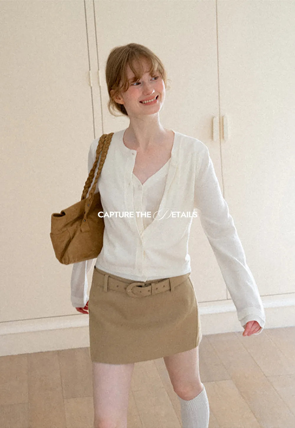 High Waist Belted A Line Skirt