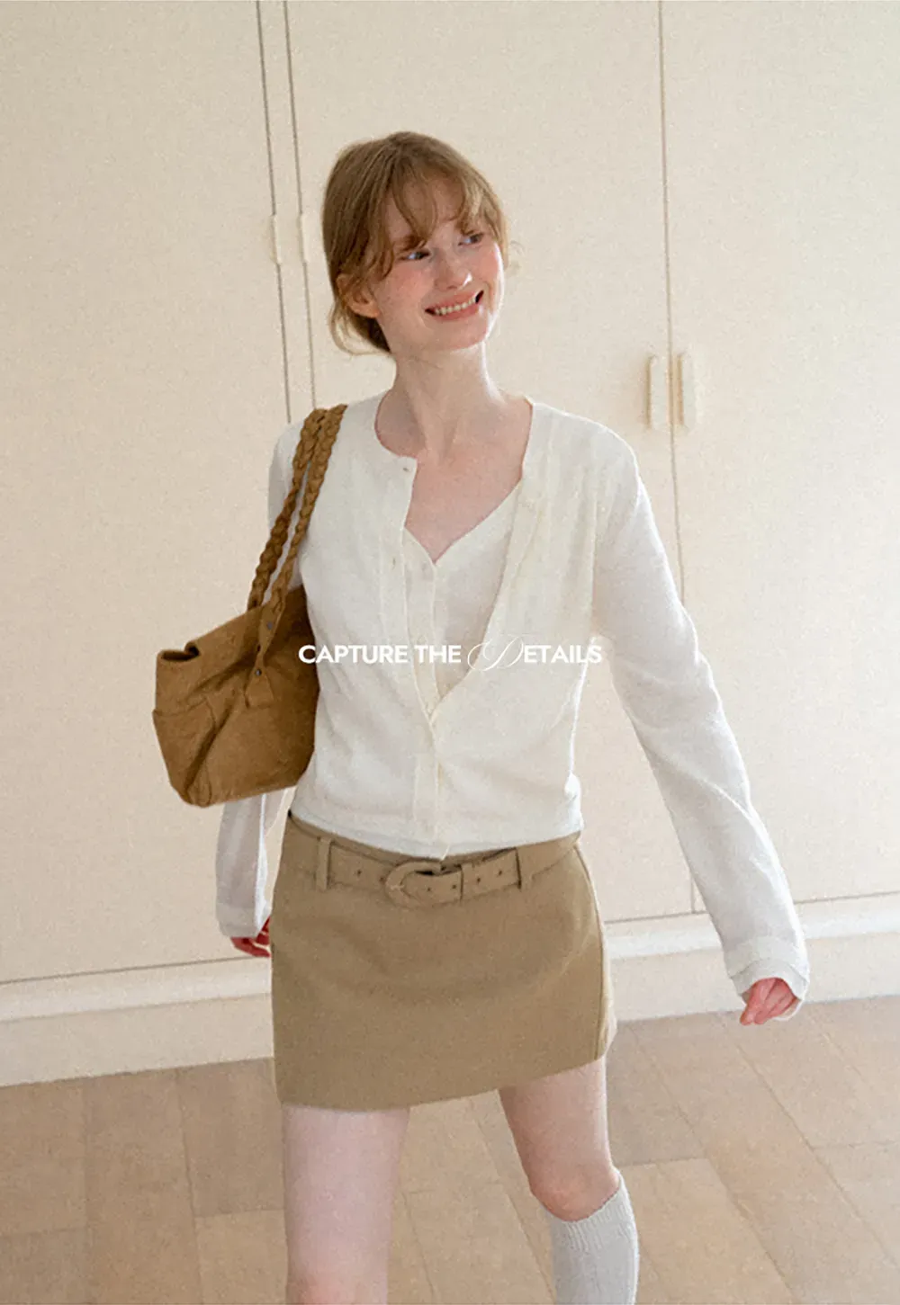 High Waist Belted A Line Skirt