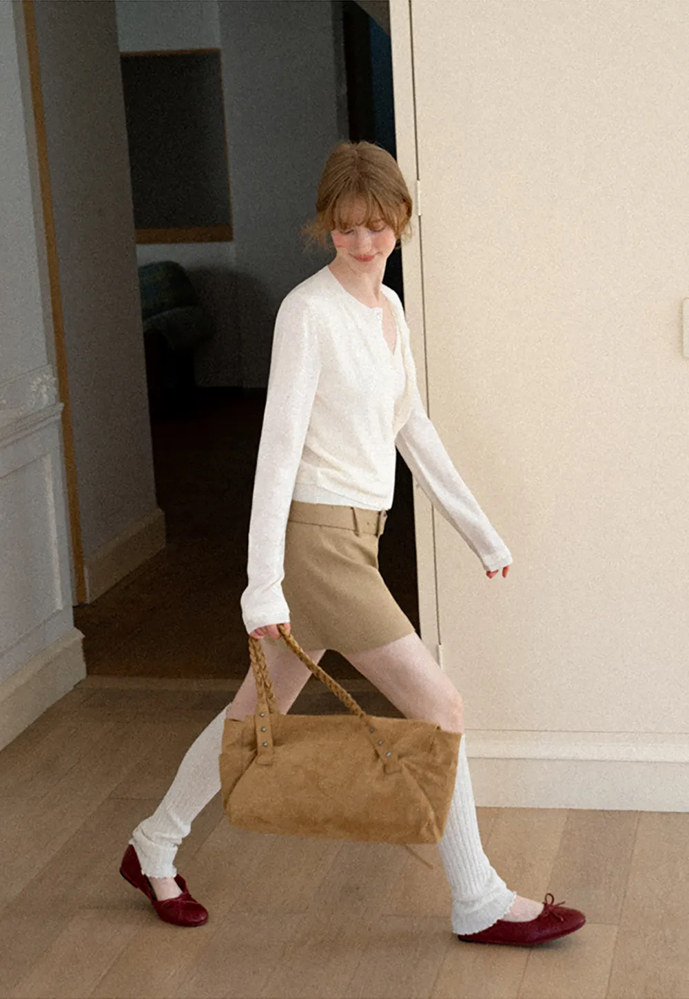 High Waist Belted A Line Skirt