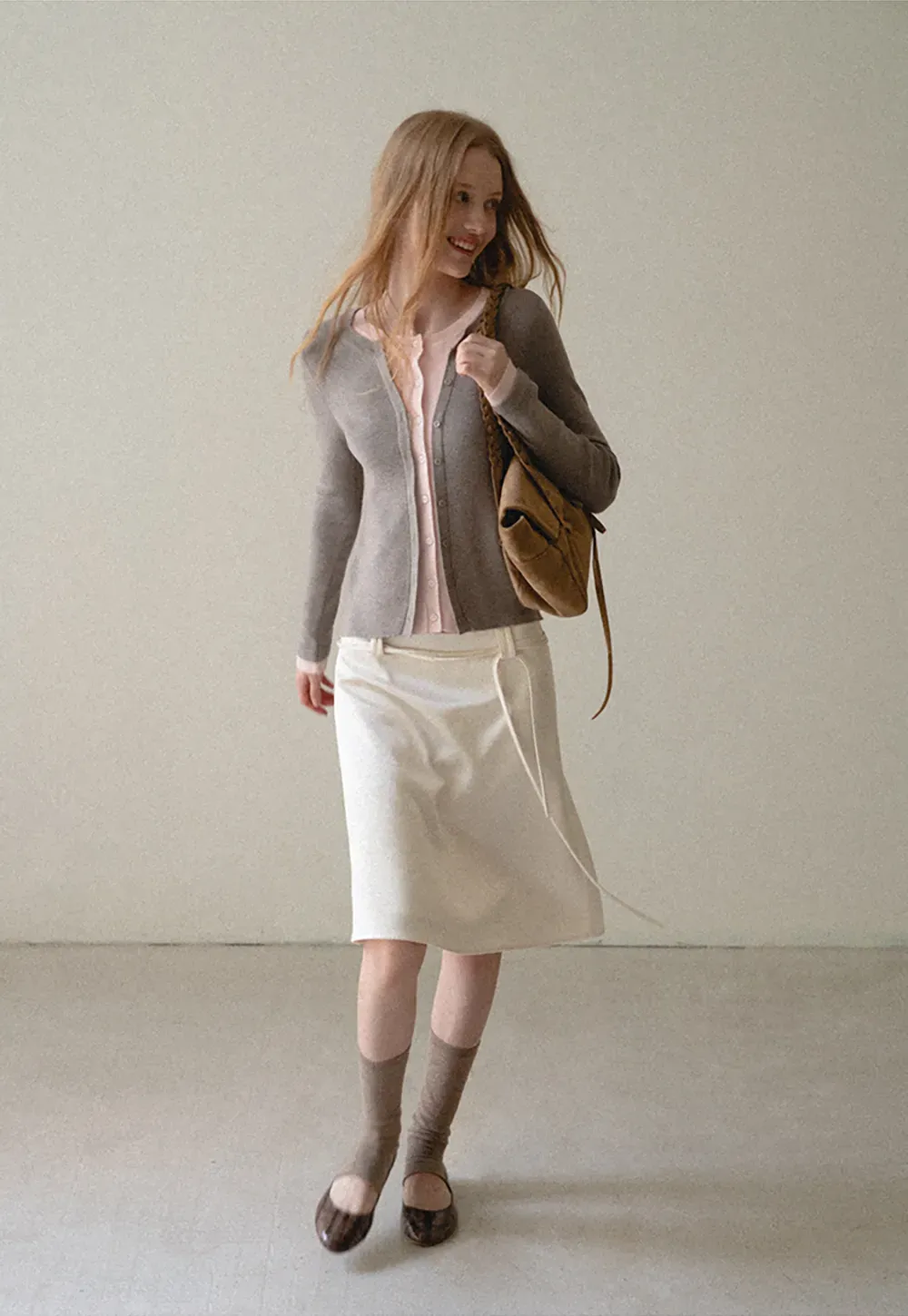 High Waist A Line Skirt with Tie Belt