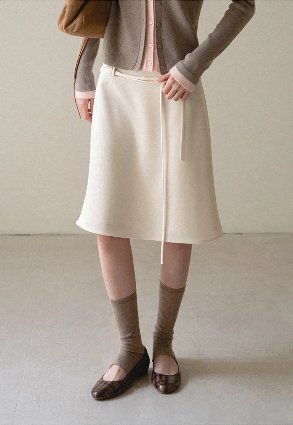 High Waist A Line Skirt with Tie Belt