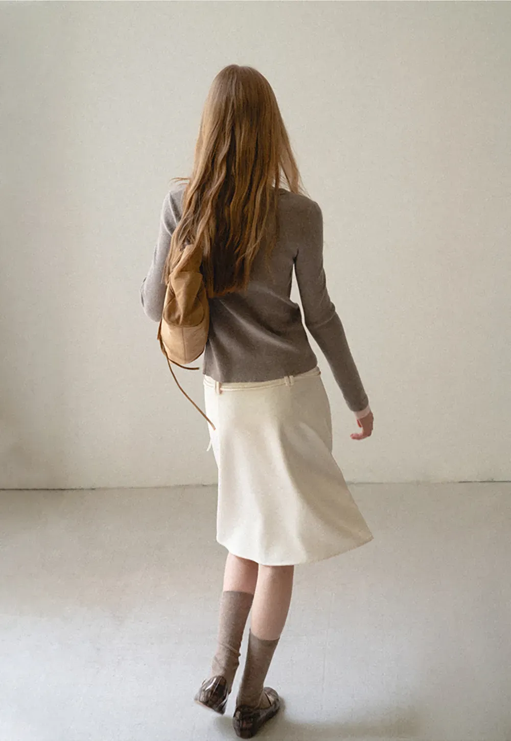 High Waist A Line Skirt with Tie Belt
