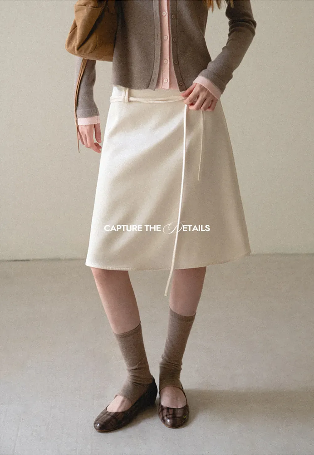 High Waist A Line Skirt with Tie Belt