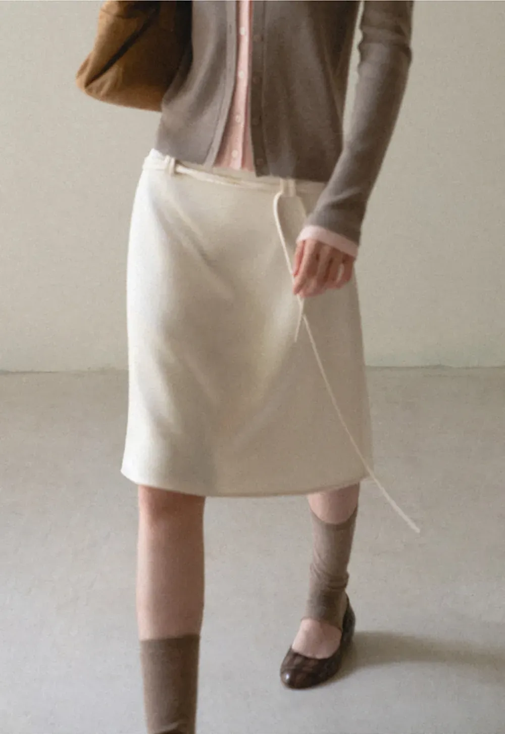 High Waist A Line Skirt with Tie Belt