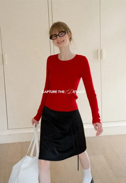 High Waist A Line Skirt with Tie Belt