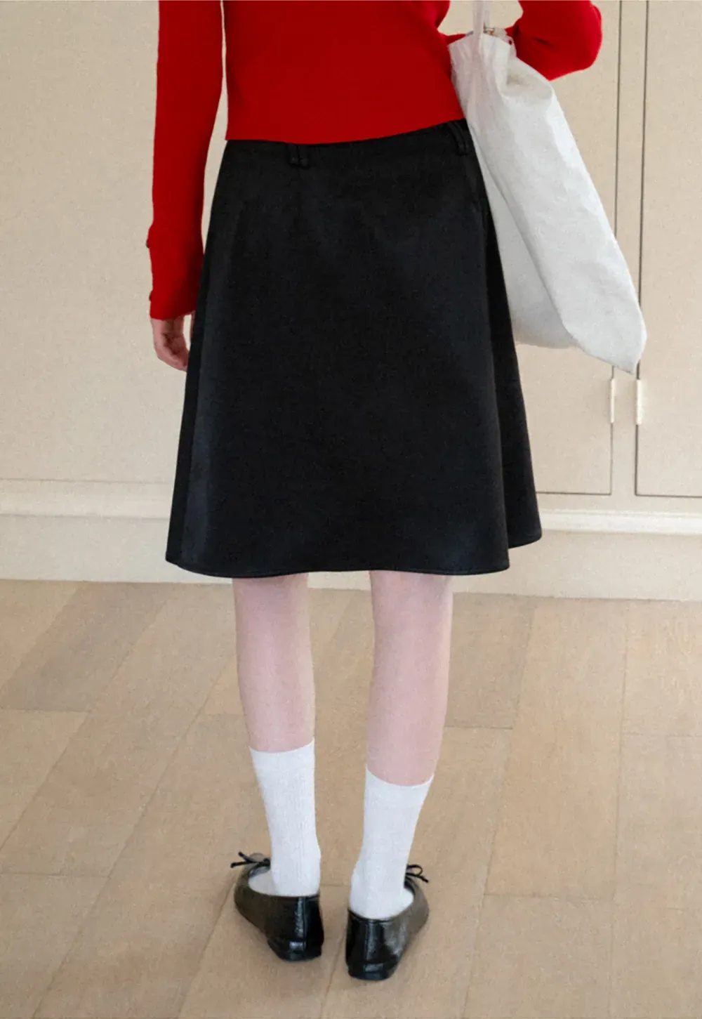 High Waist A Line Skirt with Tie Belt