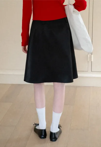 High Waist A Line Skirt with Tie Belt