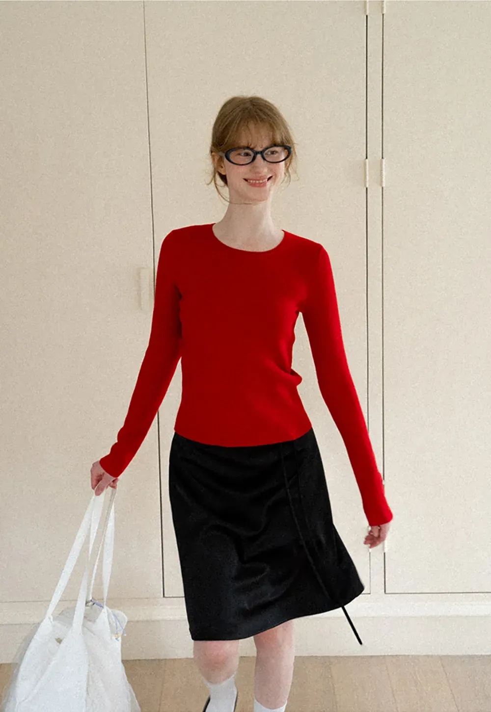 High Waist A Line Skirt with Tie Belt
