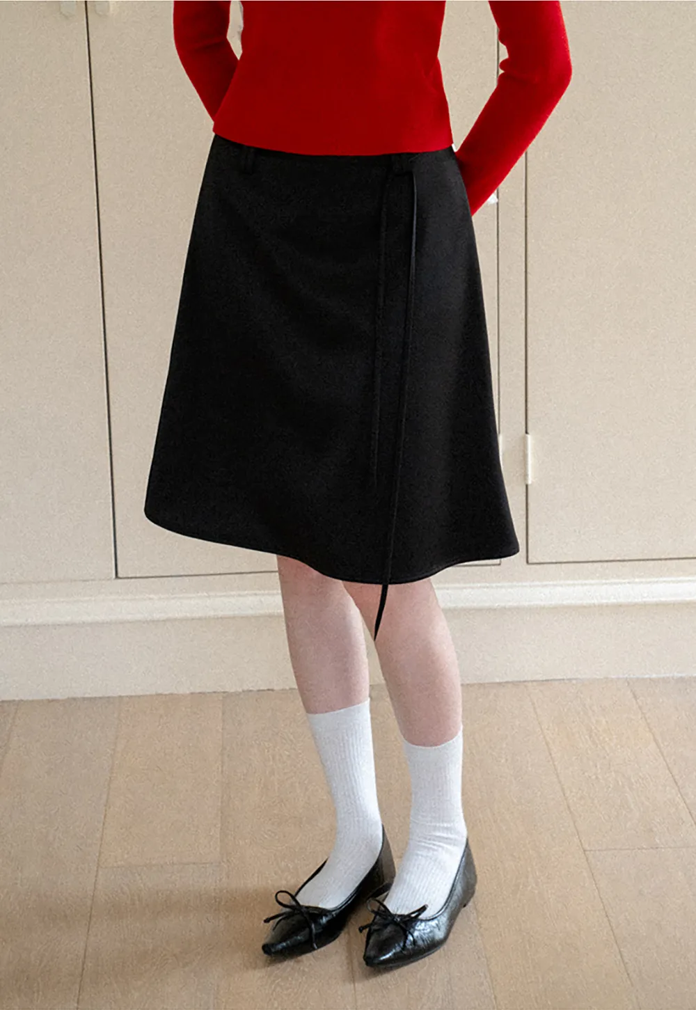 High Waist A Line Skirt with Tie Belt