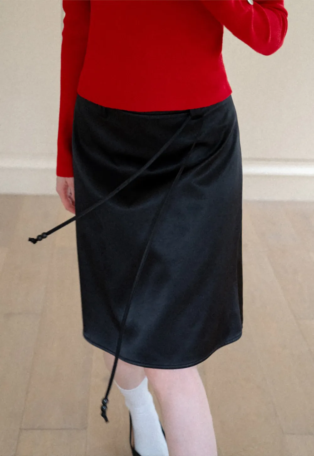 High Waist A Line Skirt with Tie Belt
