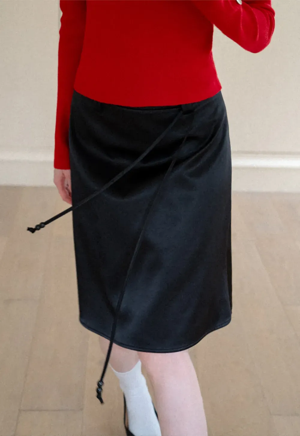 High Waist A Line Skirt with Tie Belt