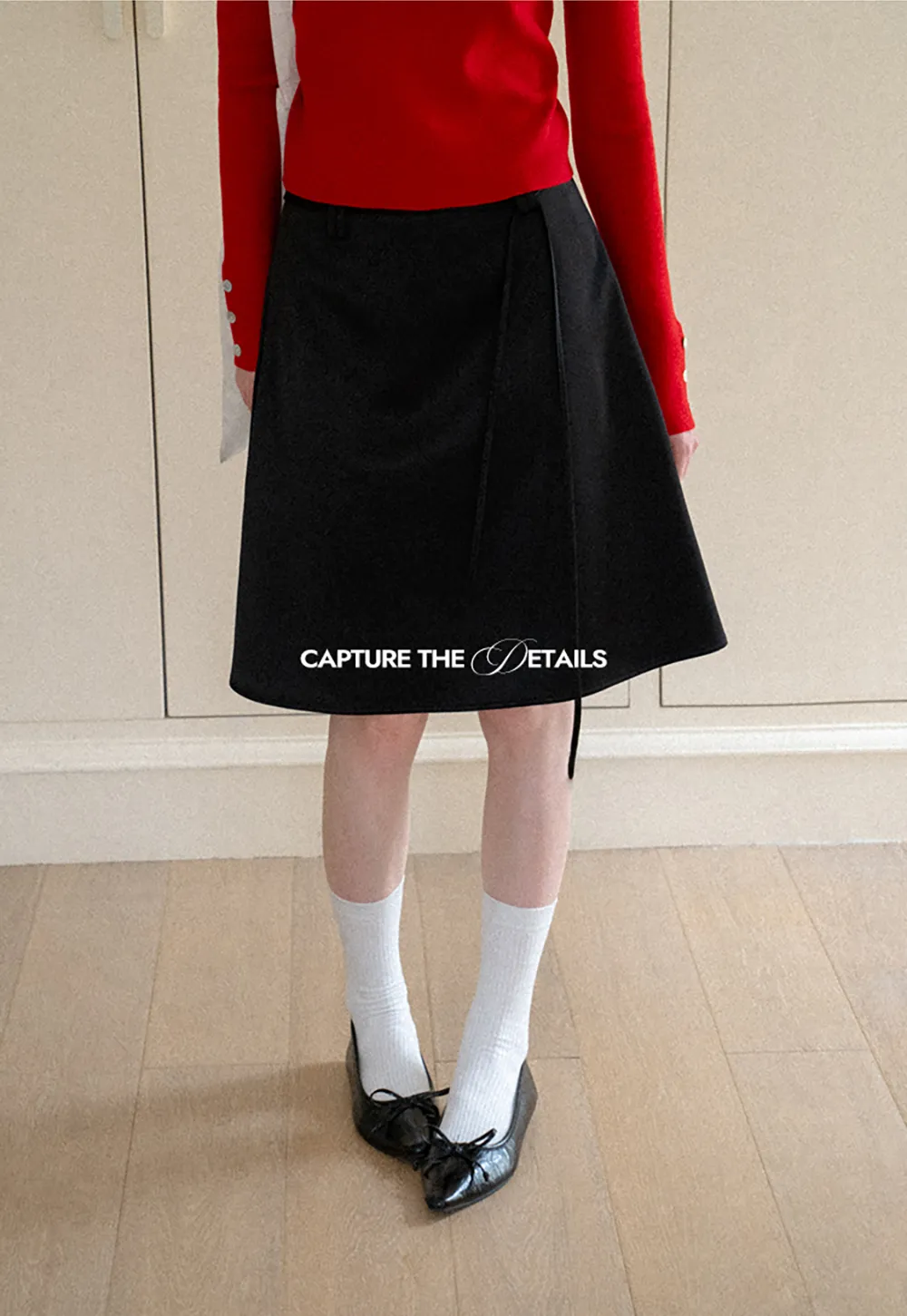 High Waist A Line Skirt with Tie Belt