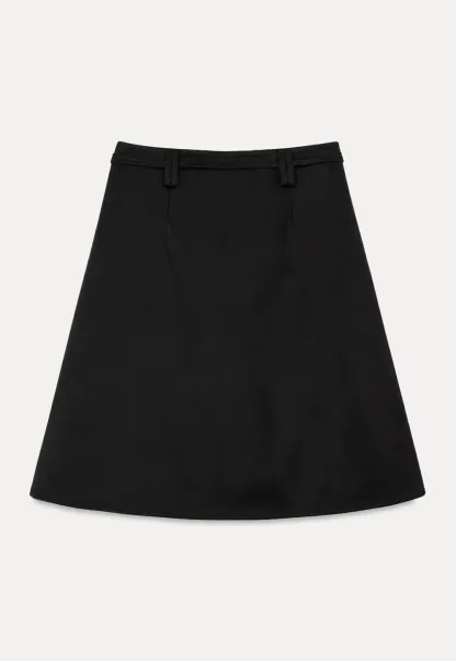 High Waist A Line Skirt with Tie Belt