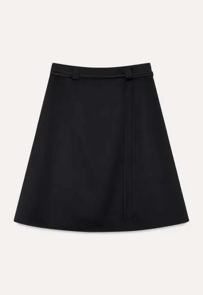 High Waist A Line Skirt with Tie Belt