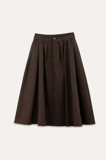 A-Line Pleated Midi Skirt