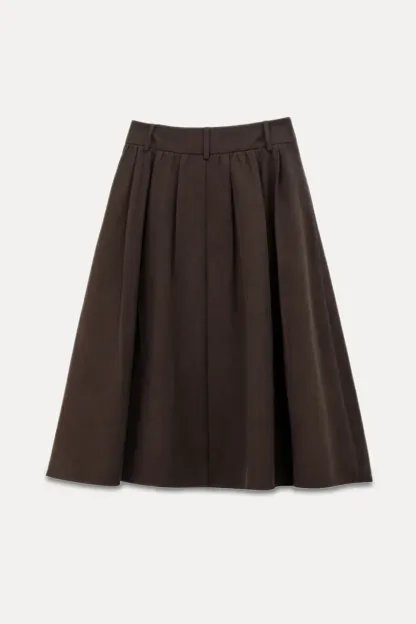 A-Line Pleated Midi Skirt