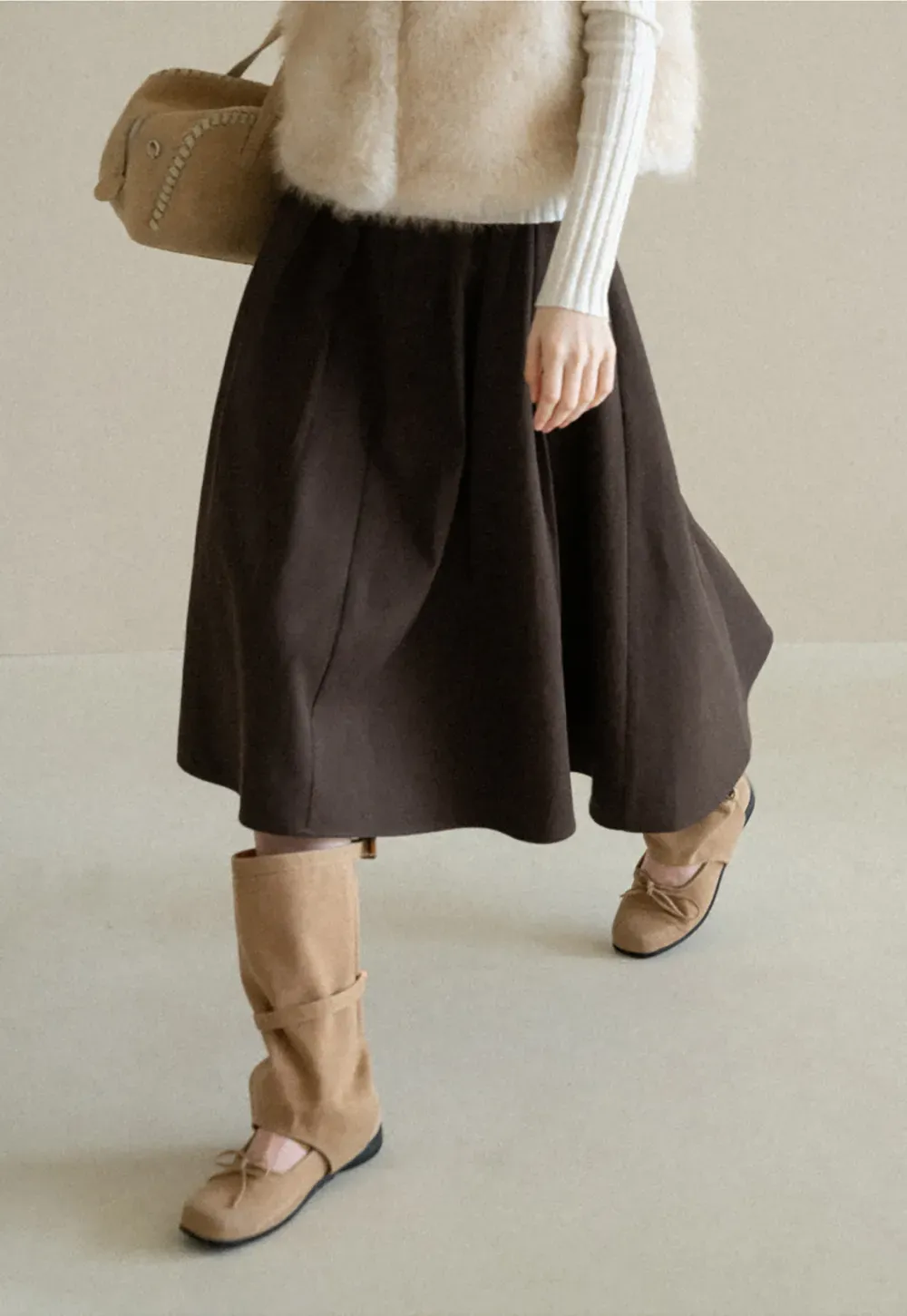 A-Line Pleated Midi Skirt