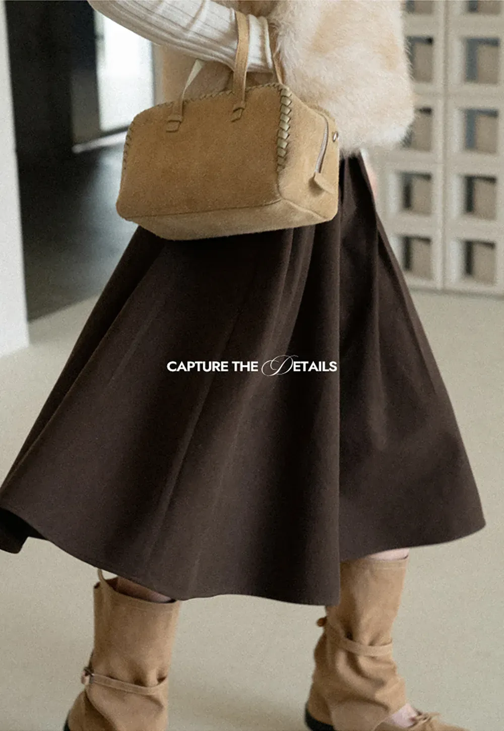 A-Line Pleated Midi Skirt