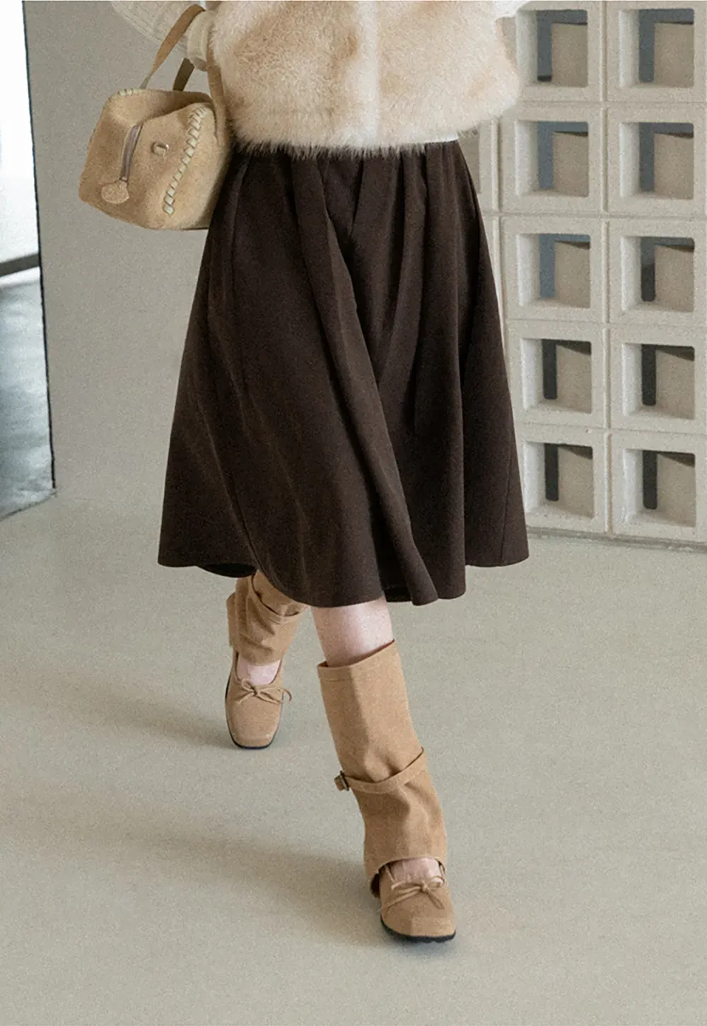 A-Line Pleated Midi Skirt