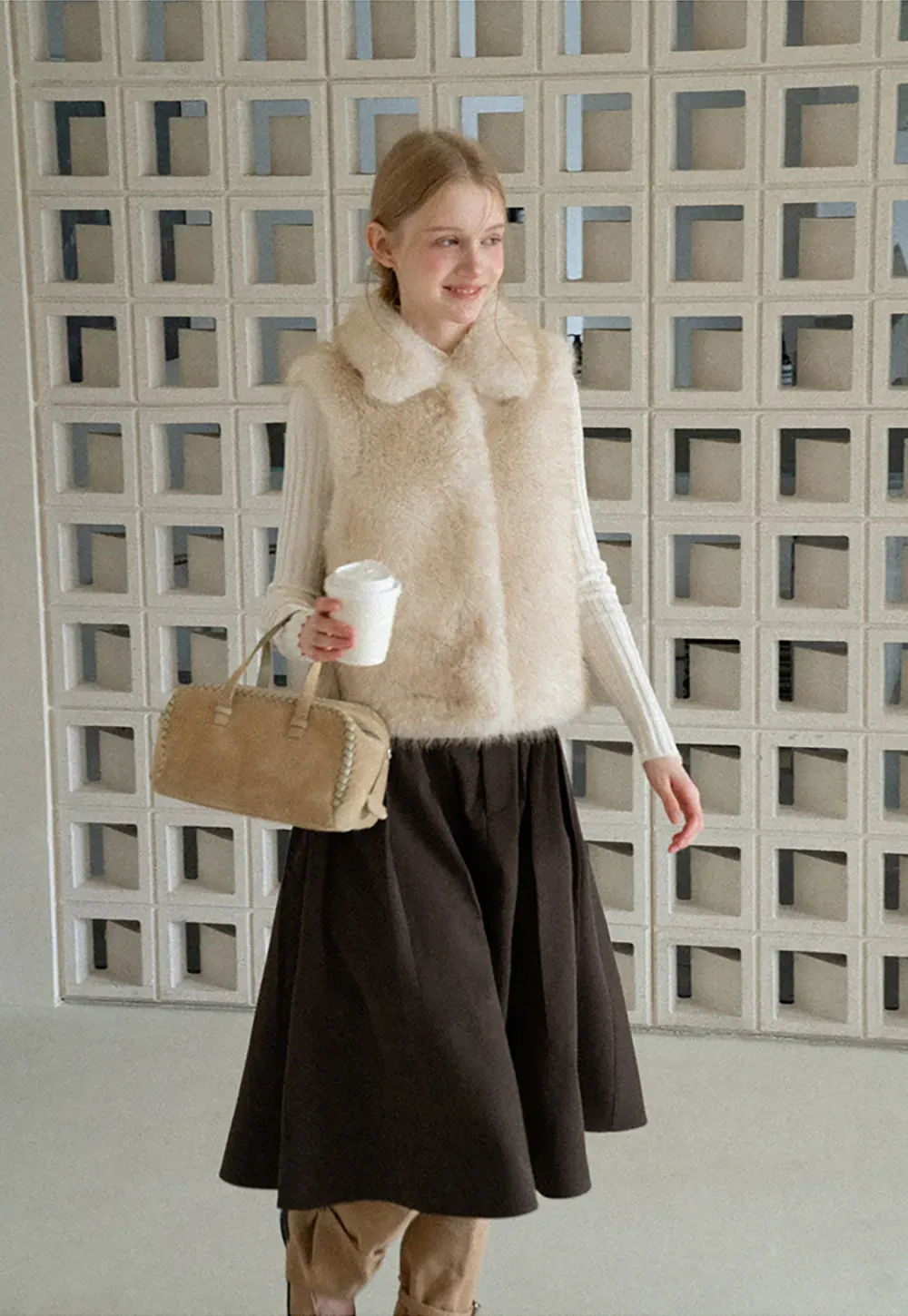 A-Line Pleated Midi Skirt
