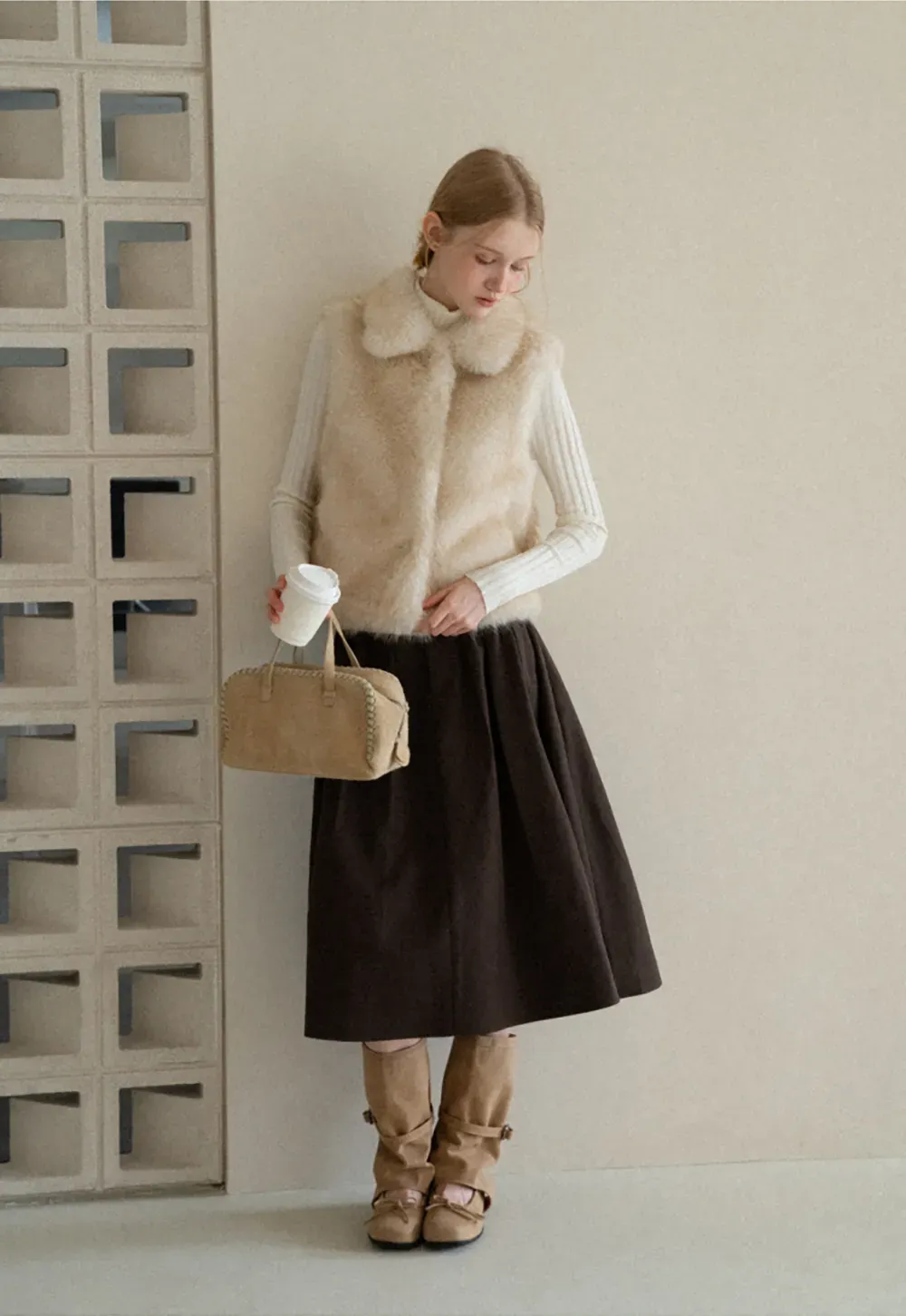 A-Line Pleated Midi Skirt