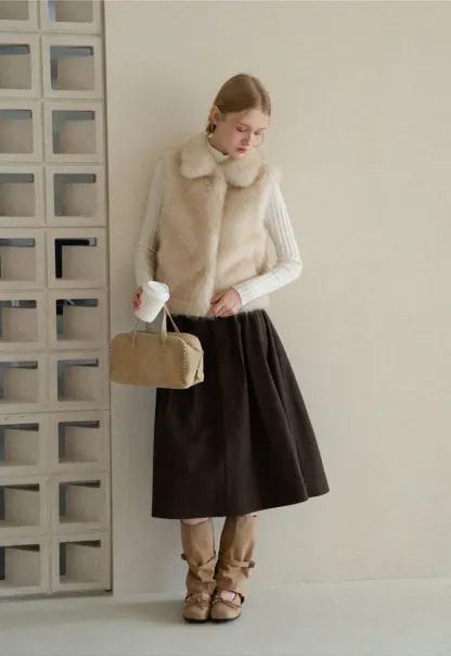 A-Line Pleated Midi Skirt