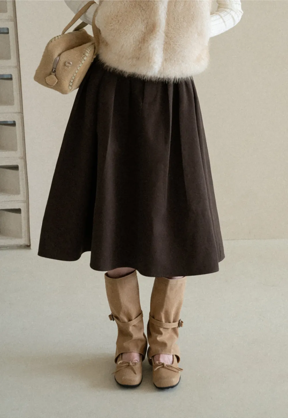 A-Line Pleated Midi Skirt