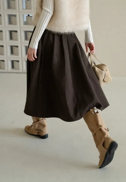 A-Line Pleated Midi Skirt