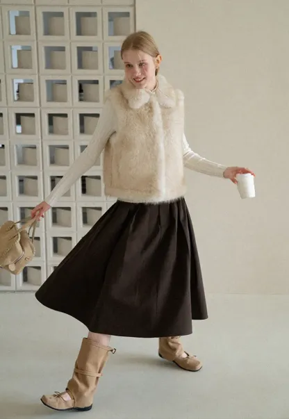 A-Line Pleated Midi Skirt