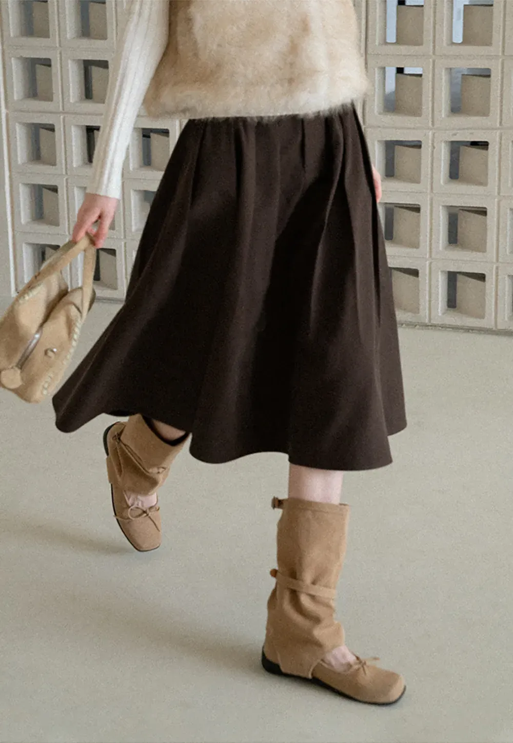 A-Line Pleated Midi Skirt