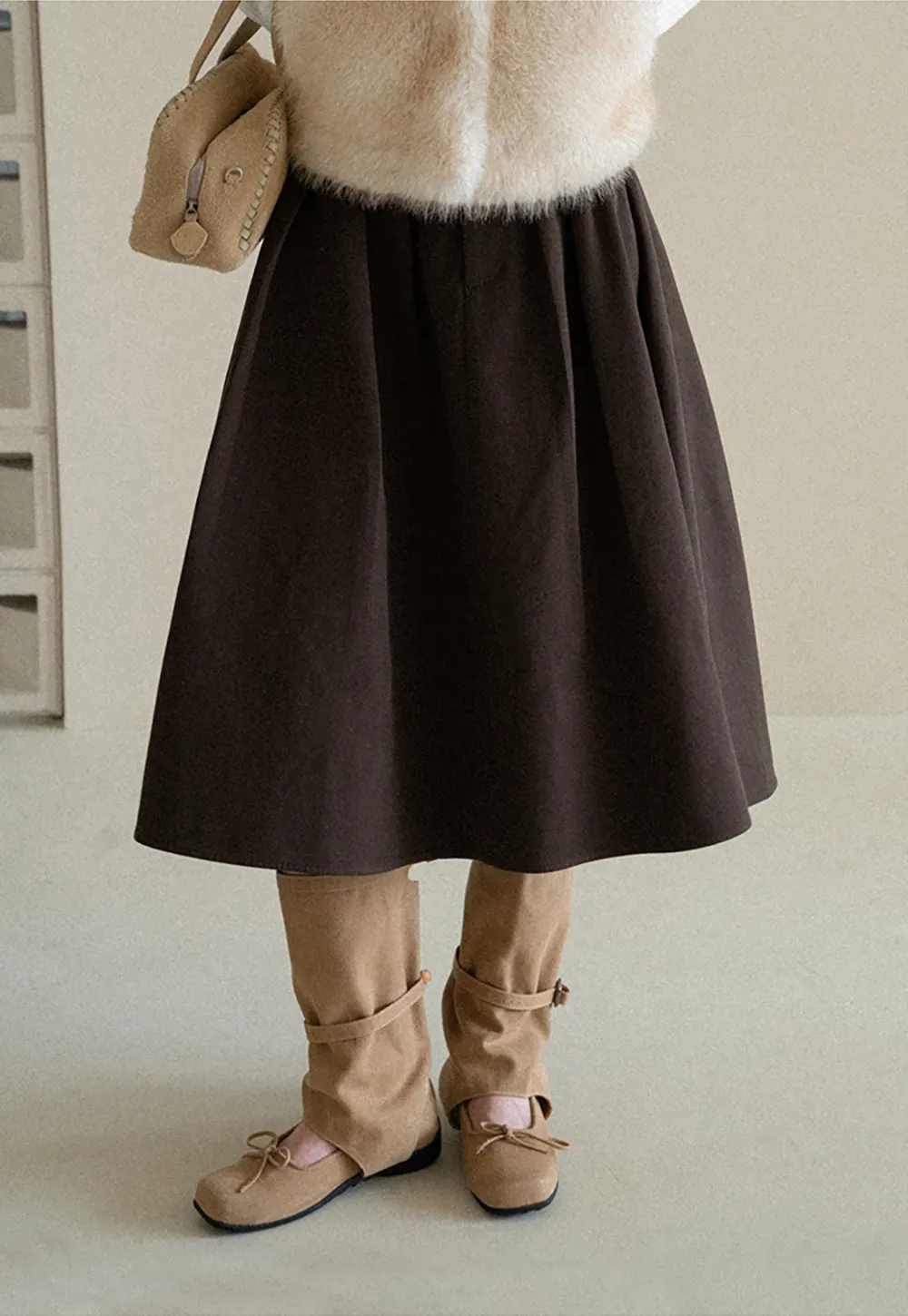 A-Line Pleated Midi Skirt