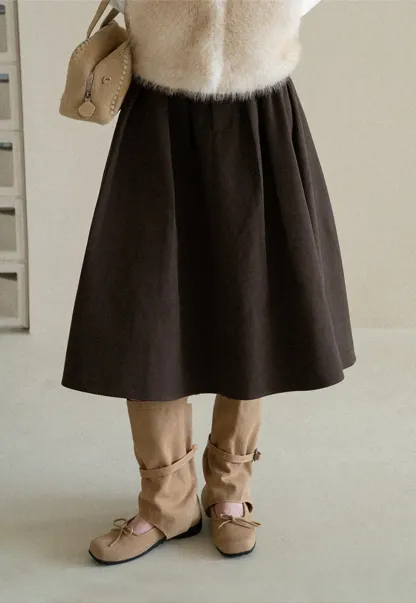 A-Line Pleated Midi Skirt