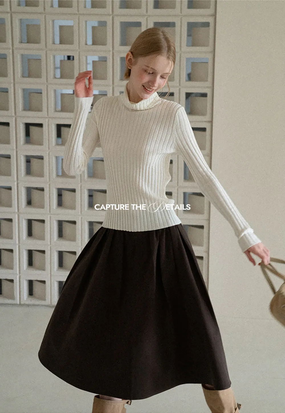 A-Line Pleated Midi Skirt