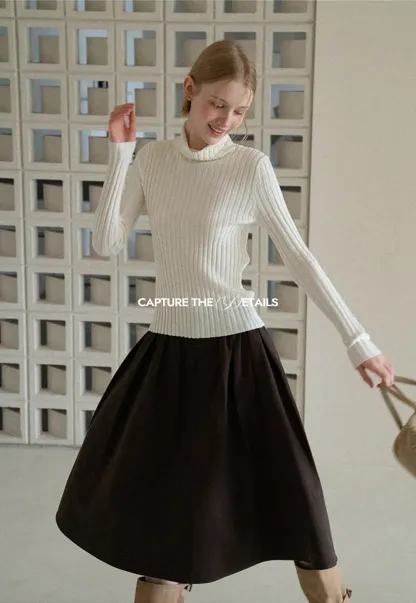 A-Line Pleated Midi Skirt