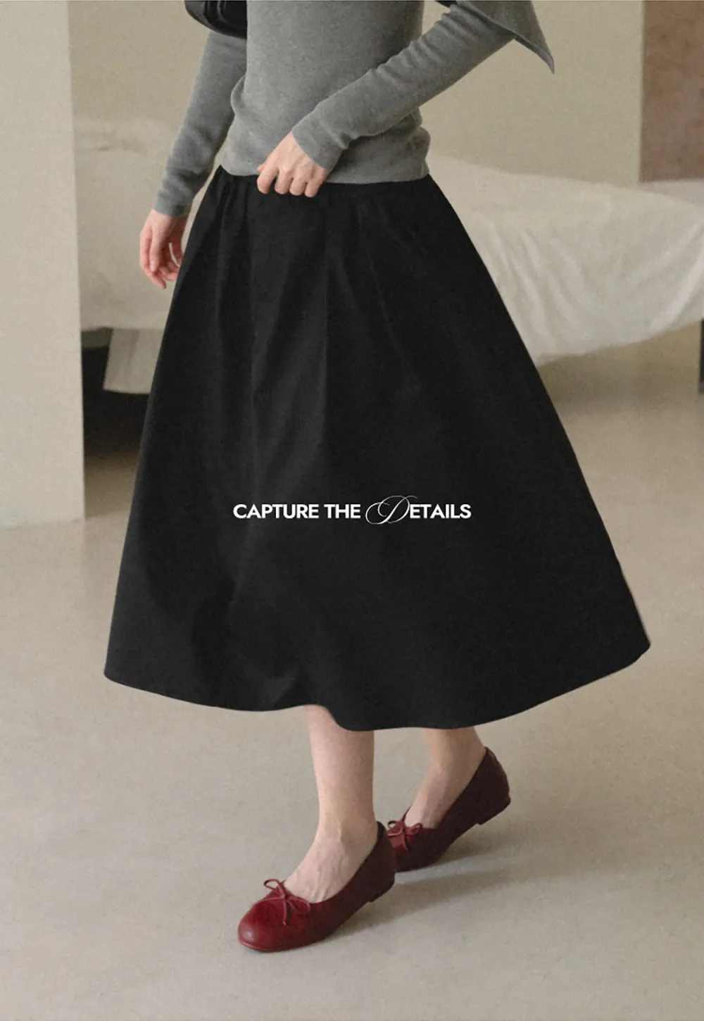 A-Line Pleated Midi Skirt