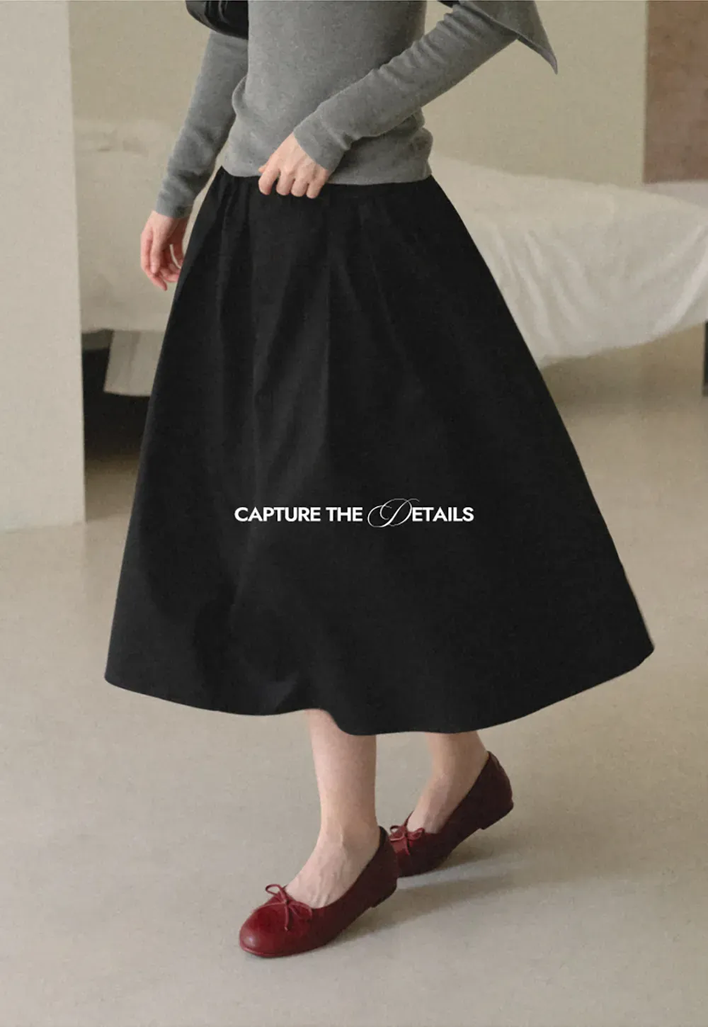 A-Line Pleated Midi Skirt