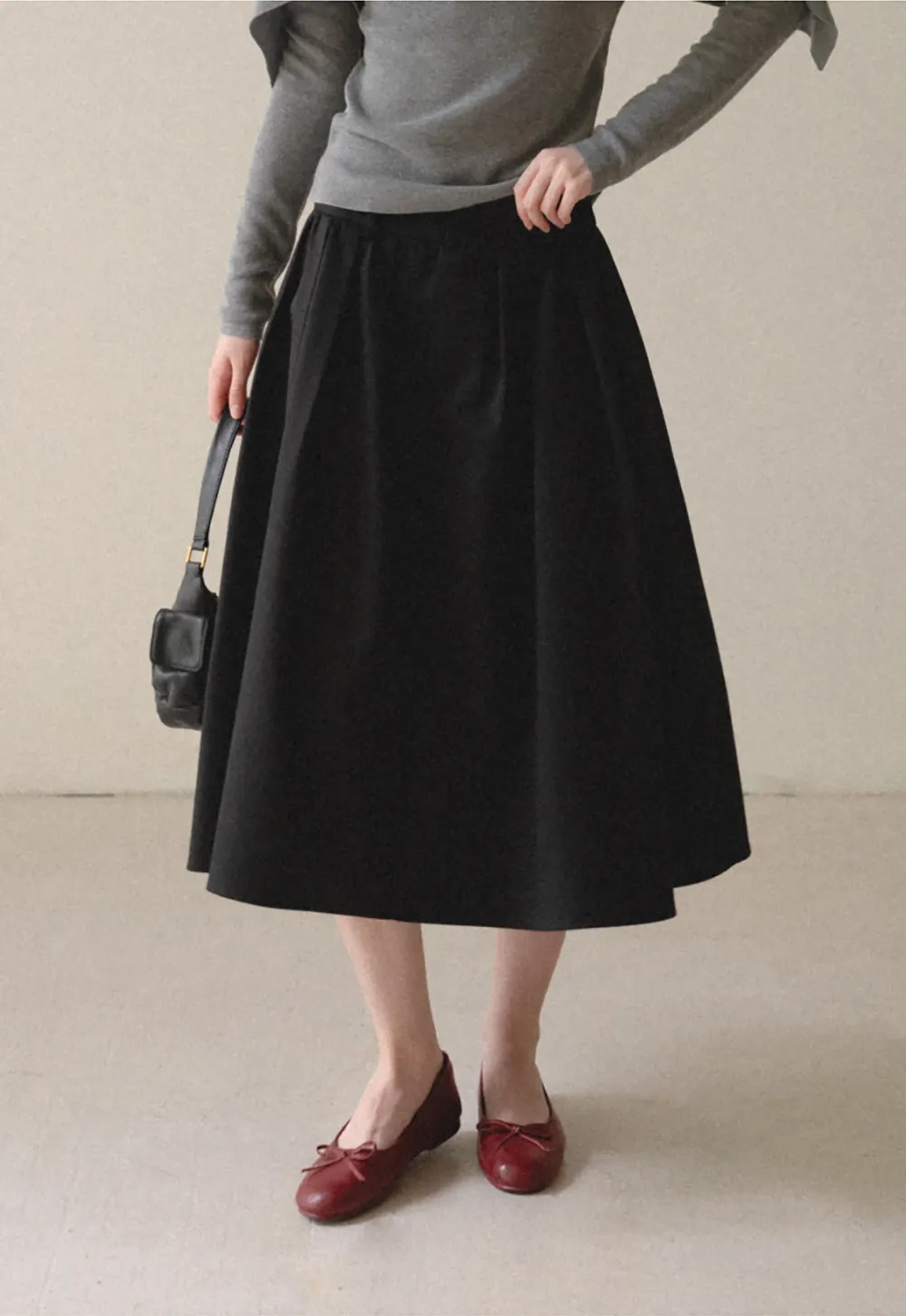 A-Line Pleated Midi Skirt