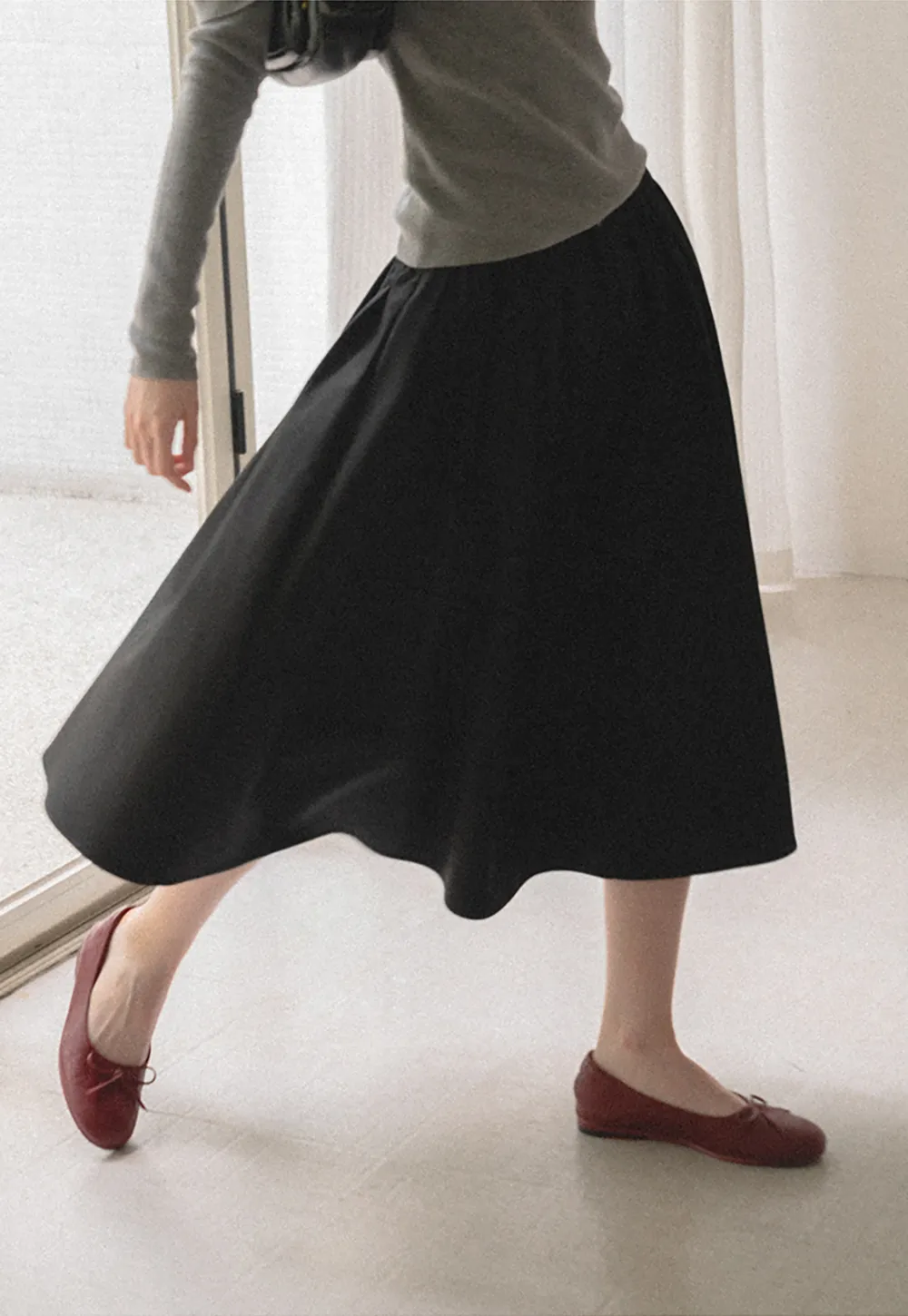 A-Line Pleated Midi Skirt