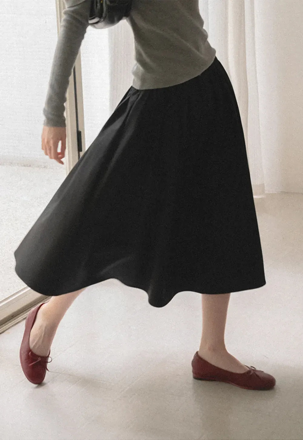 A-Line Pleated Midi Skirt