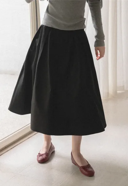 A-Line Pleated Midi Skirt