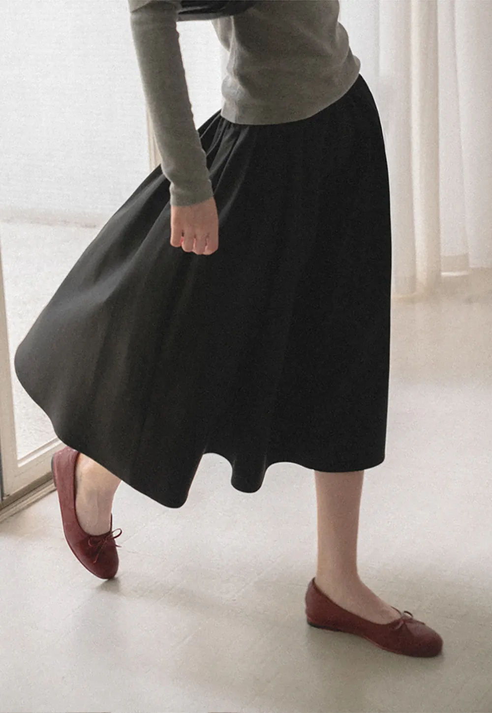 A-Line Pleated Midi Skirt