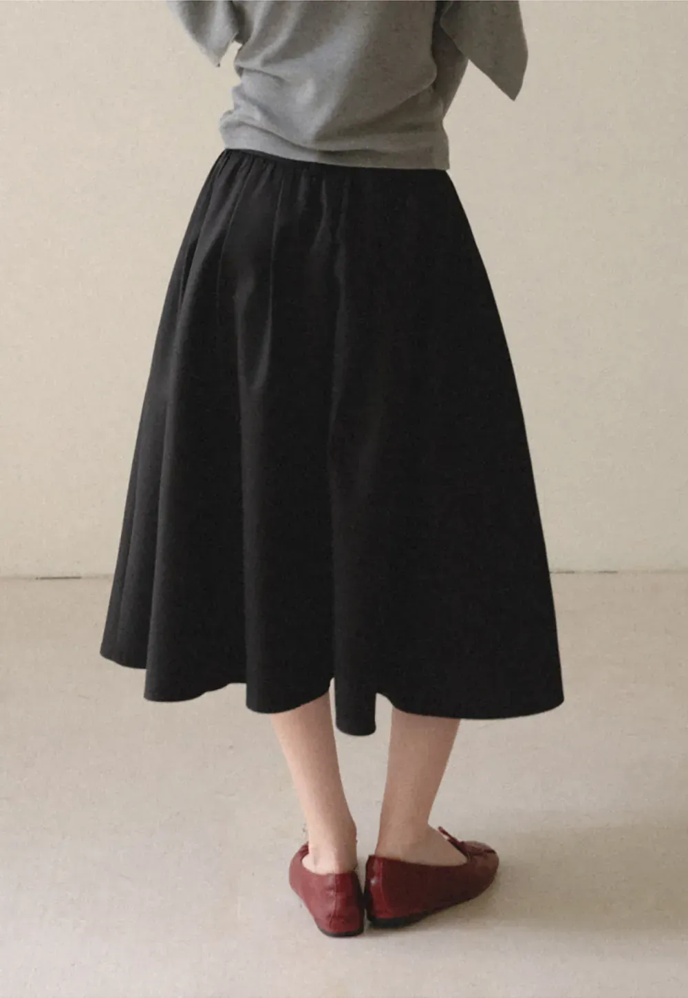A-Line Pleated Midi Skirt