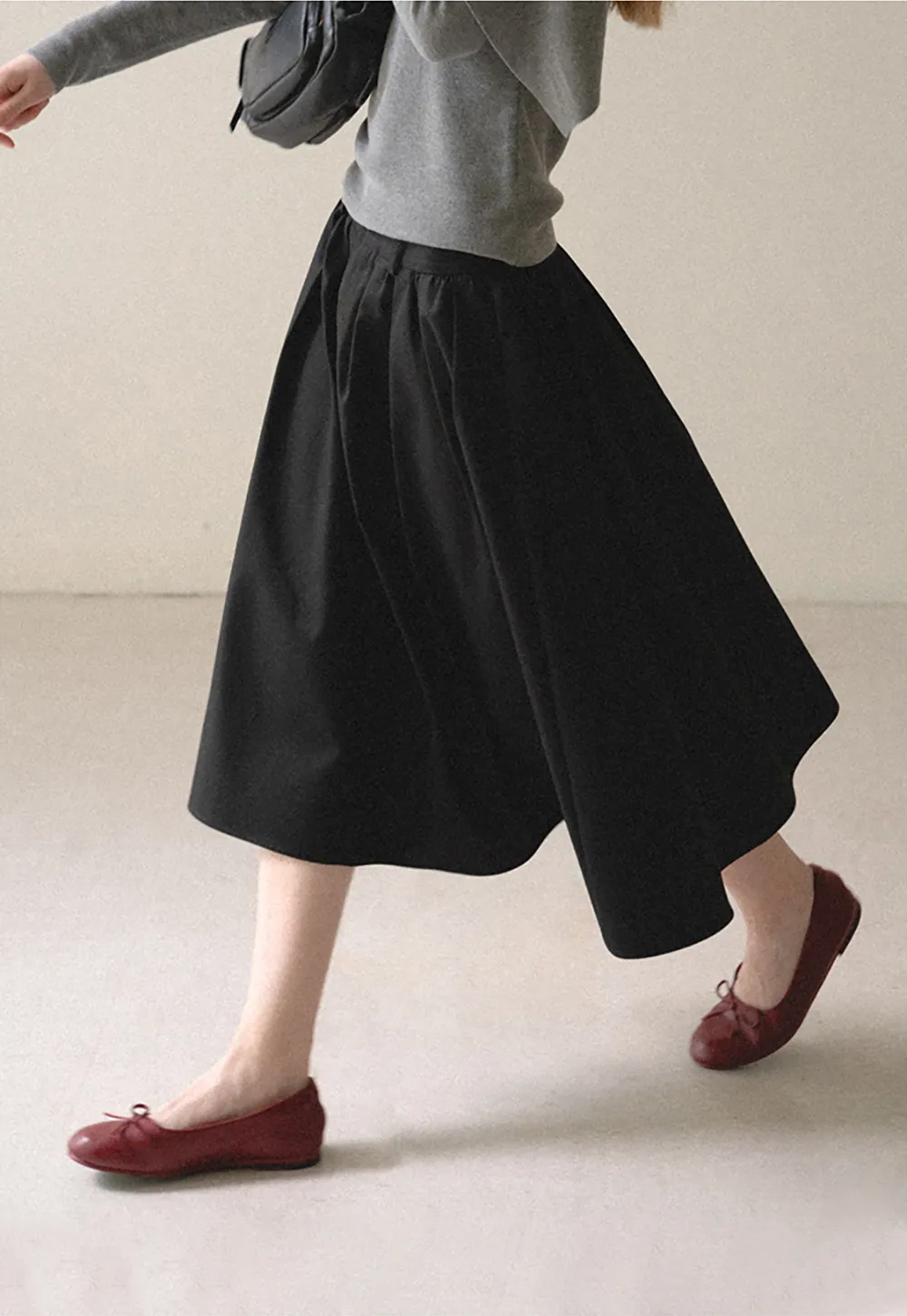 A-Line Pleated Midi Skirt